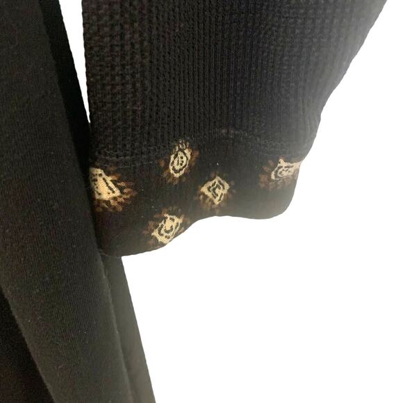 Surya Patch Beaded Midi Dress M Black Batik Accent Boho Patchwork Pockets Sheath - Picture 8 of 8